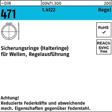 Sicherungsring DIN 471 3x 0,4 1.4122 Regelausf. 10 0 Stück 004713000030000