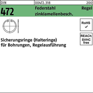 Sicherungsring DIN 472 12 x 1 Federstahl zinklamell enb. Regelausf. 1000 Stüc k 004723180120000