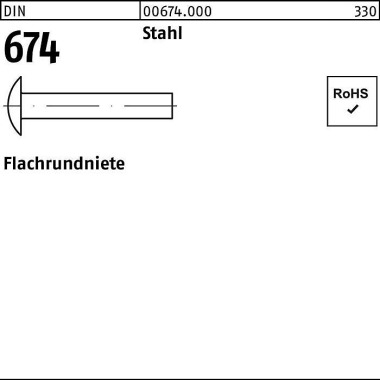 Flachrundniete DIN 674 3x 6 Stahl 1000 Stück 006740000030006