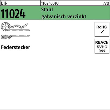 Federstecker DIN 11024 8/ 45,1-56 Stahl galv.verz. 25 Stück 110240100080000