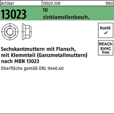 Sechskantmutter R 13023 F lansch M12x1,5 10 flZnnc 720h-L 200St. 130231300120150