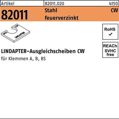 Ausgleichscheibe R 82011 CW M12/2,5 Stahl feuerver z. 1 Stück LINDAPTER 820110200120000