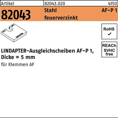 Ausgleichsscheibe R 82043 AF M20 P1 Stahl feuerver z. 1 Stück LINDAPTER 820430200200000