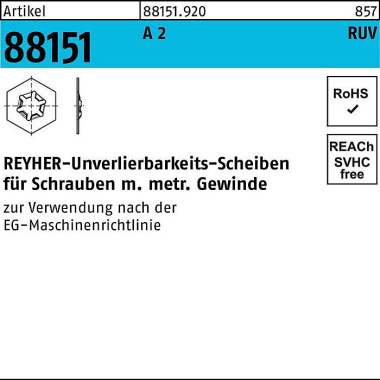 Unverlierbarkeitsscheibe R 88151 M6x 12x 0,5 A 2 1 00 Stück 881519200060000