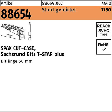 Bit R 88654 T-Star Plus S W 1/4x50 T 25 Stahl gehär tet 50 Stück SPAX 886540020250000