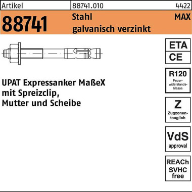 Expressanker R 88741 MAX 12/80/180 Stahl galv.verz . 20 Stück UPAT 887410100120080