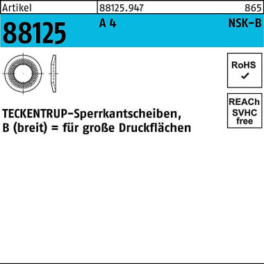 Sperrkantscheibe R 88125 NSK-B 8 A 4 500 Stück TEC KENTRUP 881259470080000