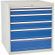 Schubladenschrank H1019xB1005xT736mm lichtgrau/signalblau 6 Schubl.Vollauszug 801000/1221AV 7035/5005