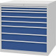 Schubladenschrank H1019xB1005xT736mm lichtgrau/signalblau 8 Schubl.Vollauszug 100/2321V10A 7035/5005