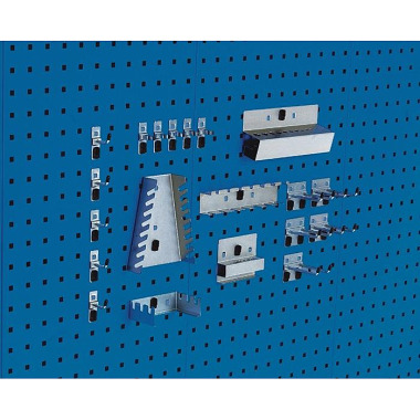 Werkzeughaltersortiment 20-tlg.verzinkt f.Lochplatten 10 Haken/5 div.Halter/5 Werkzeugklemmen BOTT 14031412