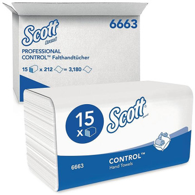 Handtuch Scott® 6663 1-lagig,geprägt weiß L315xB215ca.mm 3180 Tücher/VE