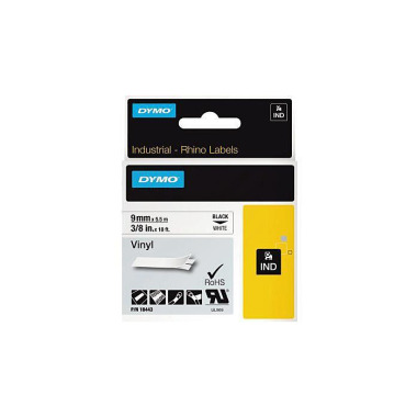 DYMO Schriftbandkassette Rhino ID1 18443 9mmx5,5m sw auf ws 133003601