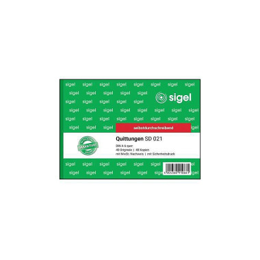 SIGEL Quittung SD021 DIN A6 quer selbstdurchschrei bend 2x40Blatt 114016700