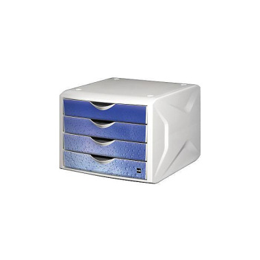 Helit Schubladenbox Chame leon H6129634 4Schübe A4/ C4 cool water 127213352