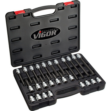 Vigor Set di punte per cacciavite scanalato interno (XZN) - numero di utensili: 26 V1918