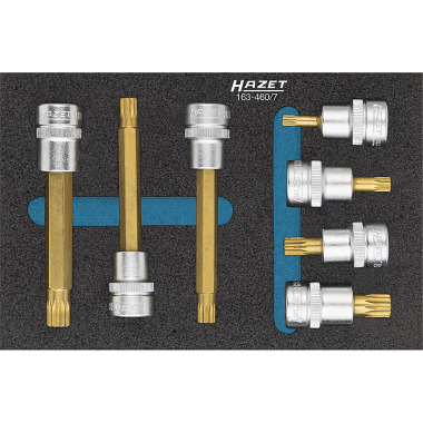 HAZET Set di bussole per cacciavite - quadro cavo 10 mm (3/8 pollici) - profilo scanalato interno XZN - numero di utensili: 7 163-460/7