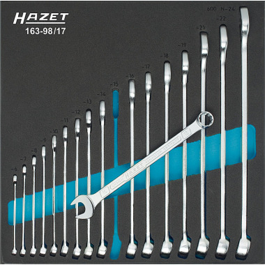 HAZET Set chiavi combinate - profilo trazione doppio esagono esterno - numero utensili: 17 163-98/17