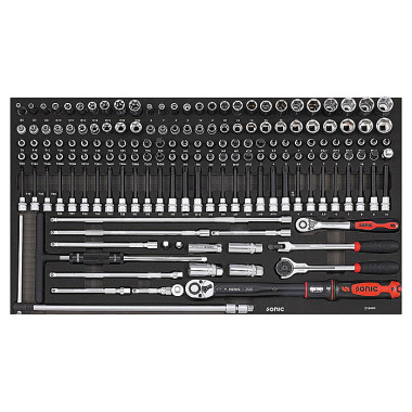 Sonic SFS 3/8’’ set di chiavi a bussola, bit e cricchetti, 164 pezzi 216401