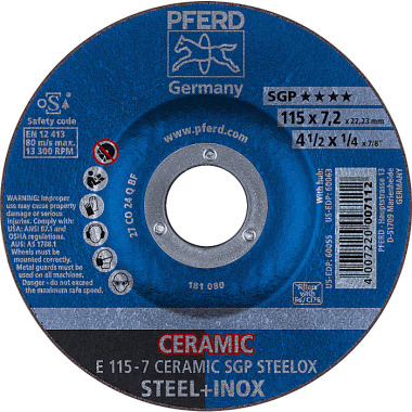 PFERD Disco abrasivo E 115-7 CERAMICO SGP STEELOX 62211300