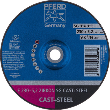 PFERD Mola E 230-5.2 ZIRKON SG CAST+STEEL 62223527