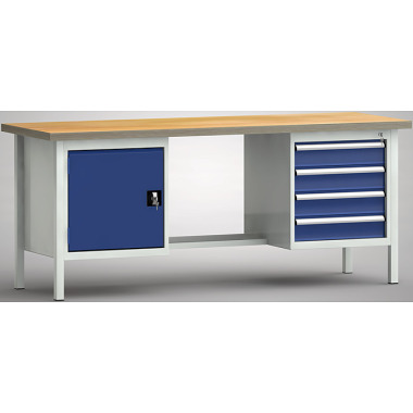 KLW Banco da lavoro standard - 2000 x 700 x 840 mm L x P x H WS202N-2000M40-E7046