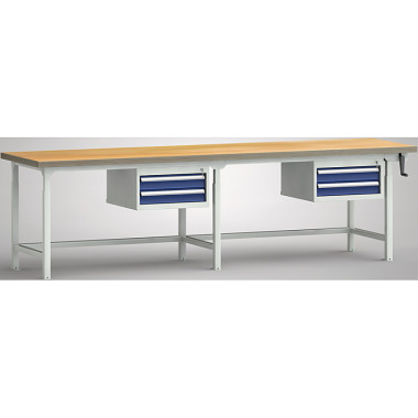 KLW Banco da lavoro professionale idraulico - 3000 x 800 x 750 - 950 mm L x P x H WPHL35-30M45-E2D04