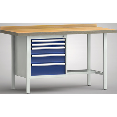 KLW Banco da lavoro professionale - 1500 x 700 x 905 mm L x P x H, (versione ERGO) WP118E-1500M45-E7028