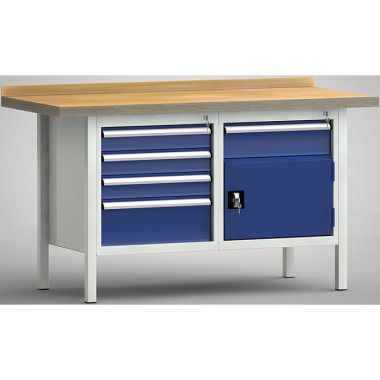 KLW Banco da lavoro standard - 1500 x 700 x 900 mm L x P x H, (versione ERGO) WS177E-1500M40-E7020