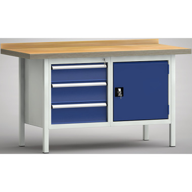 KLW Banco da lavoro professionale - 1500 x 700 x 905 mm L x P x H, (versione ERGO) WP177E-1500M45-E7025