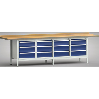 KLW Banco da lavoro professionale - 3000 x 700 x 905 mm L x P x H (versione ERGO) WP427E-3000M45-E1661