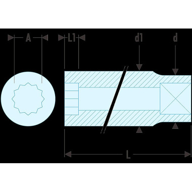 FACOM Steckschluessel 1/4” 12-Kant 1/2 R.1/2E