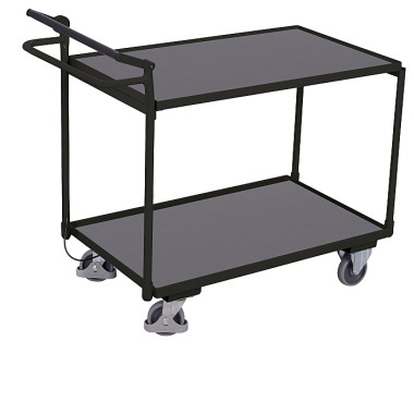 VARIOfit Carrello da tavolo con 2 ripiani e freno a uomo morto Dimensioni esterne: 1.175 x 625 x 1.045 mm (L/D/H) sw-600.548/AG