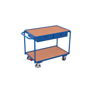 VARIOfit Carrello da tavolo con 2 ripiani e 2 cassetti Dimensioni esterne: 1.175 x 625 x 850 mm (L/D/H) sw-600.504