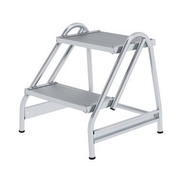 MUNK Work platform with single-sided access, grooved aluminium 2 steps 50050