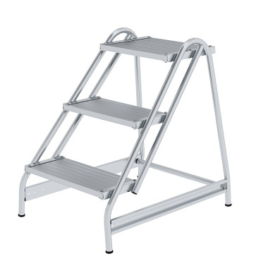 MUNK Work platform with single-sided access, grooved aluminium 3 steps 50051