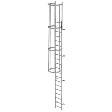 MUNK Single-flight vertical ladder with back protection galvanised steel 6.80m 520105