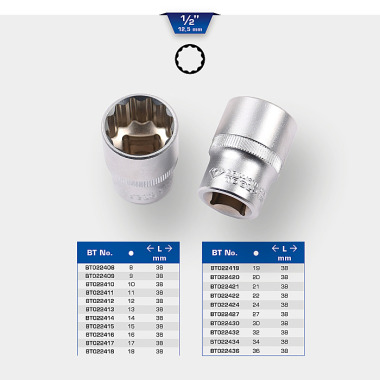 Brilliant  1/2" Zwölfkant-Stecknuss, 9 mm BT022409