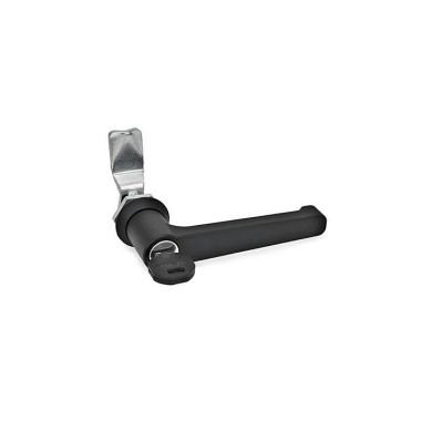 Ganter Chiusure con manopola, con serratura, collare corpo di contenimento rivestito con polveri colore nero GN 115-LCG-28-SW