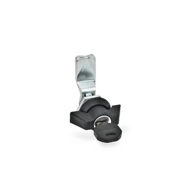 Ganter Chiusure con manopola, con serratura, collare corpo di contenimento rivestito con polveri colore nero GN 115-SCK-38-SW