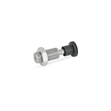 Ganter Pistoncini di posizionamento a molla, acciaio INOX / manopola in plastica GN 313-6-AK-2-NI