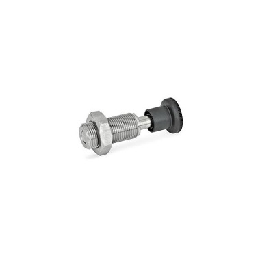 Ganter Pistoncini di posizionamento a molla, acciaio INOX / manopola in plastica GN 313-8-AK-1-NI