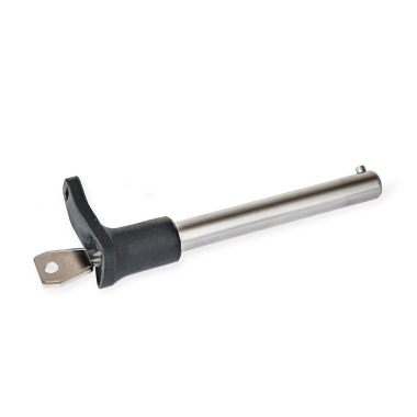 Ganter Perni autobloccanti, perno in acciaio INOX, con impugnatura a L, con serratura GN 314-10-50-L-SC-NI