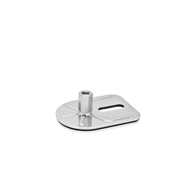 Ganter Piedini di livellamento, acciaio INOX, con aletta di fissaggio, a forma rettangolare GN 43-80-M12-32-E3-X