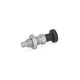 Ganter Pistoncini di posizionamento a molla in acciaio INOX, con manopola, con e senza posizione di arresto GN 717-10-M16X1,5-BK-NI