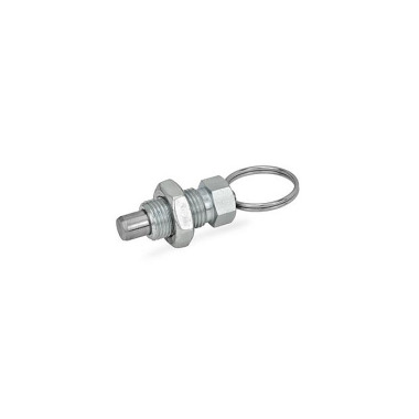 Ganter Pistoncini di posizionamento a molla, acciaio, con anello di sollevamento / con anello a occhiello, senza posizione di arresto GN 717-6-M12X1,5-AK-ST