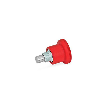 Ganter Mini pistoncini di posizionamento a molla, meccanismo di posizionamento nascosto, con manopola rossa GN 822-4-B-ST-RT