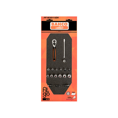 BAHCO Inserto in schiuma Fit&Go 1/3 con set di bussole 1/4 - 25 pezzi FF1E2011EH