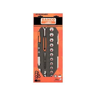 BAHCO Inserto in schiuma Fit&Go 1/3 con set di inserti per chiavi a bussola 1/4 e 3/8 - 33 pezzi FF1E2504EH