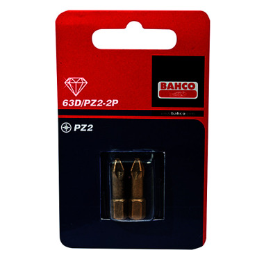 BAHCO Inserti 1/4”, 25 mm, diamantati, PZ 2, conf. da 2 63D/PZ2-2P