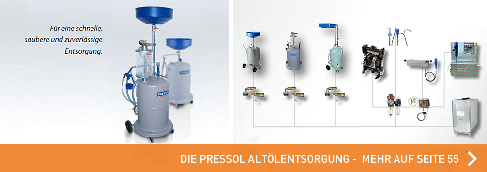 Hier geht es zu den Altölentsorgungs Produkten von PRESSOL